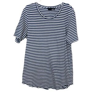 AG Adriano Goldschmied Short Sleeve Tee Tunic T-Shirt Striped Blue Size XL